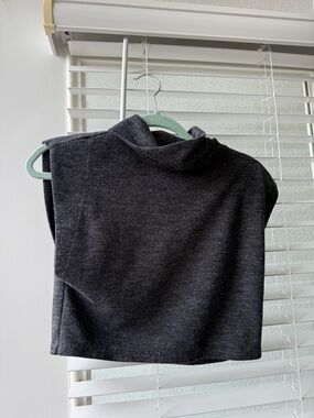 Zara Dark Charcoal Sleeveless Turtleneck Top